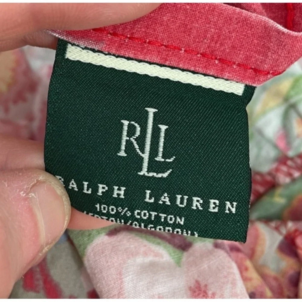 Vintage Ralph Lauren Southampton Beach House Floral Ruffled Full Flat Sheet